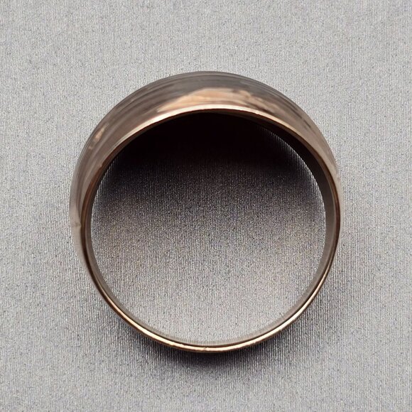 Milor Gold-Plated Sterling Silver Dome Ring Size 10 Etched Wave Texture 5.13g - Picture 4 of 10